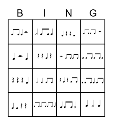 Rhythm BINGO H-Q-E Bingo Card