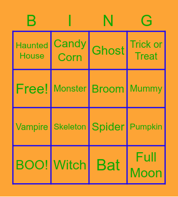 Halloween Bingo Card