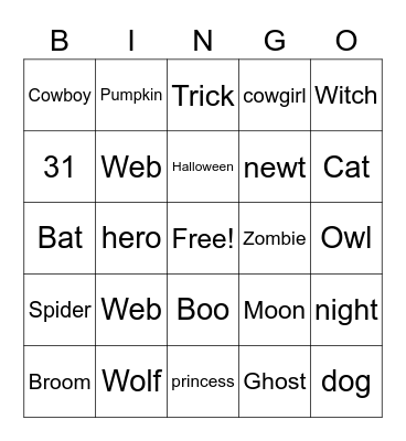 Halloween Bingo Card