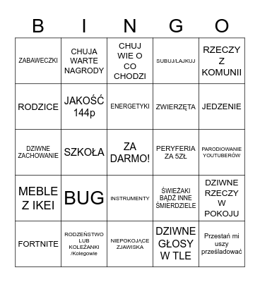 MUJ POKUJ BINGO Card