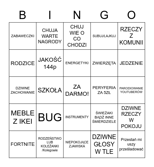 MUJ POKUJ BINGO Card