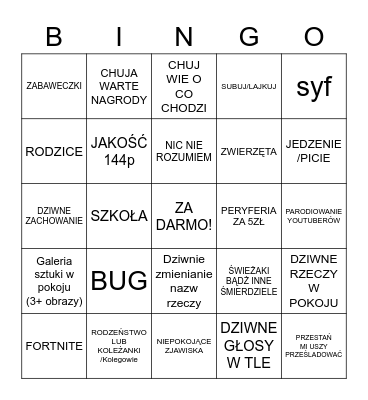 MUJ POKUJ BINGO Card