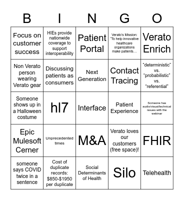 2020 Customer Leadership Forum Bingo Card