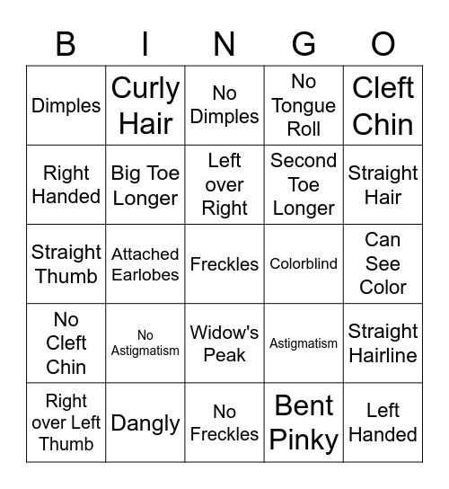 Your Genetics Bingo Card