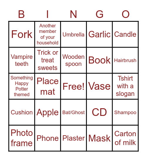Halloween Bingo Card