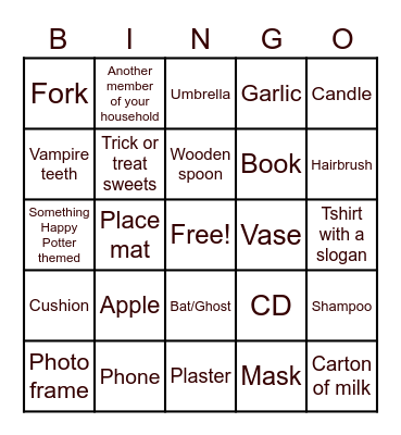 Halloween Bingo Card
