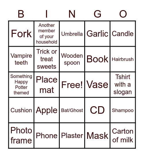 Halloween Bingo Card