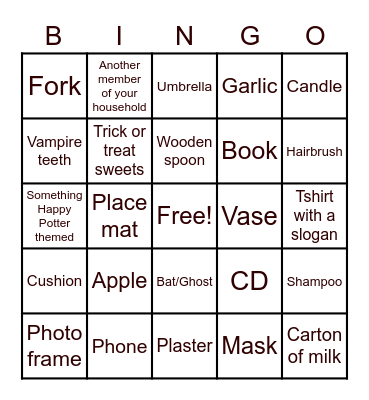Halloween Bingo Card