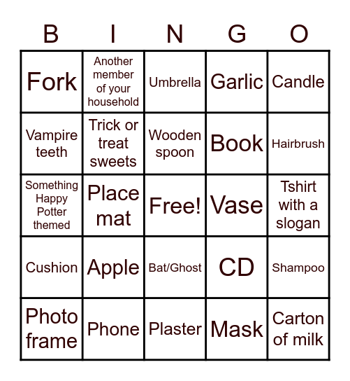 Halloween Bingo Card