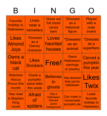 Spooky Legal Bingo Card