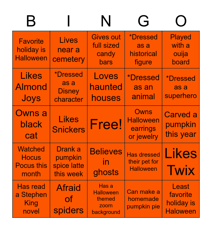 Spooky Legal Bingo Card