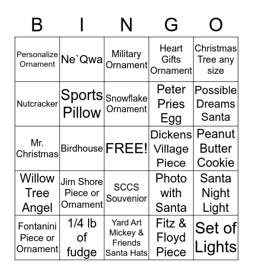 Santa Claus Christmas Store BINGO Card