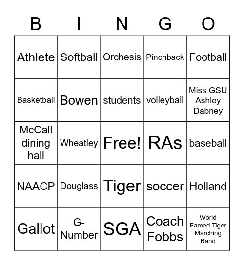 Grambling Bingo Card