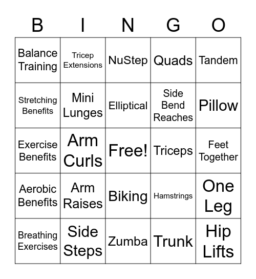 Bust-A-Move Bingo Card
