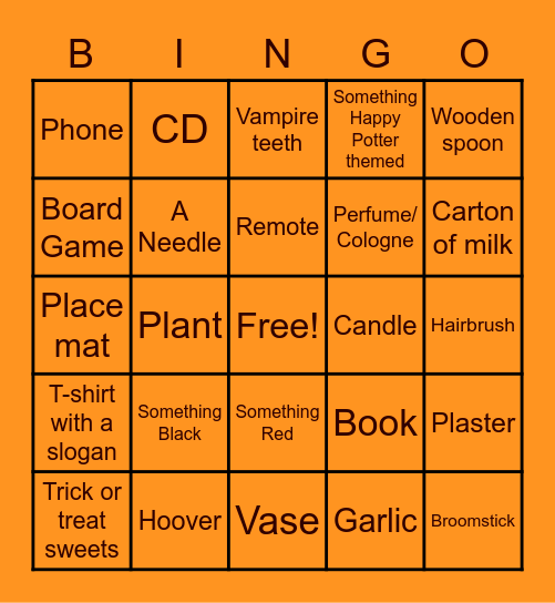 Alliotts Halloween Bingo Card
