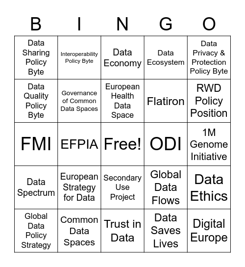 Data Policy BINGO! Bingo Card