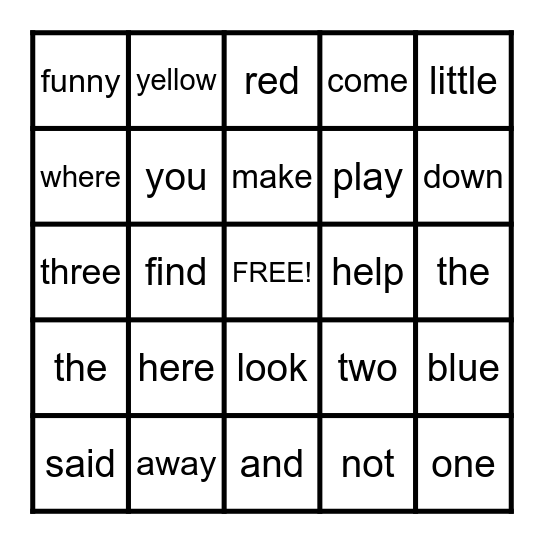 1st Grade Sight Words (list 1) Bingo Card