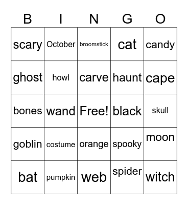 Halloween Bingo Card