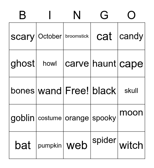 Halloween Bingo Card