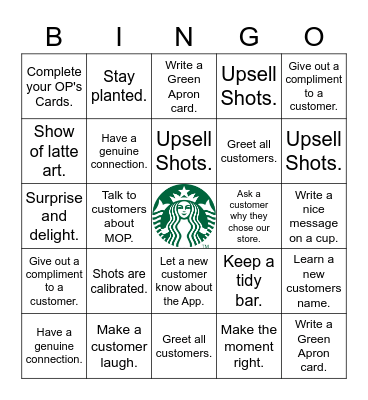 Bar Bingo Card