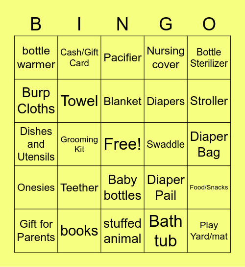 Jack Baby Shower Games Bingo Card