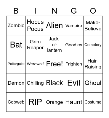 Halloween Bingo Card