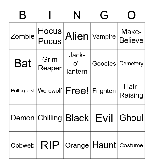 Halloween Bingo Card