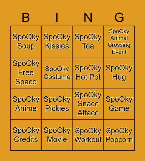 SpoOky Bingo Card