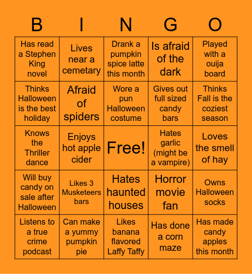 Operations Halloween Bingo Card