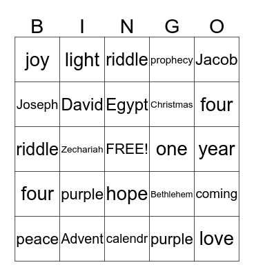 Bible  Bingo Card