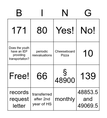 FosterEd Bingo Card