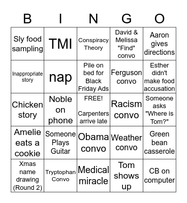 Thanksgiving Bingo Card