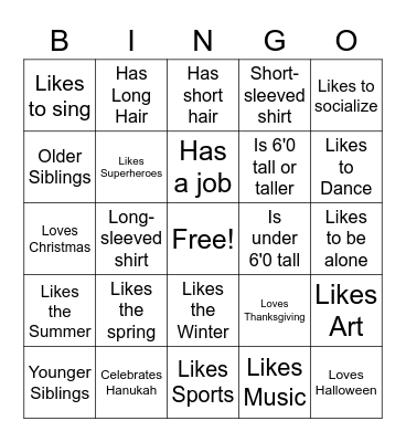 Ice Breaker Bingo Card