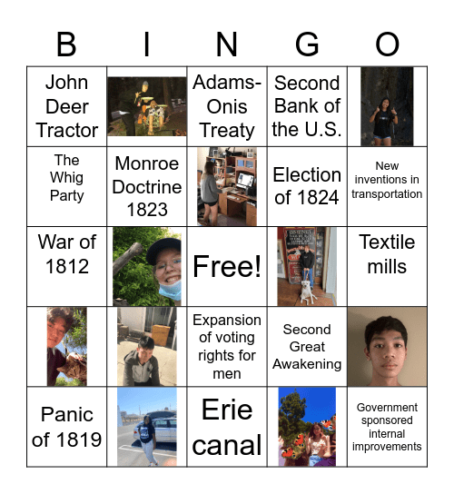 Quarantine Quakers & the Era of Good Feelings Bingo Card