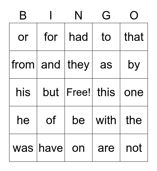 Unit 3-8 sight words Bingo Card