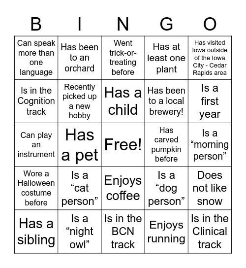 PBS Bingo Card