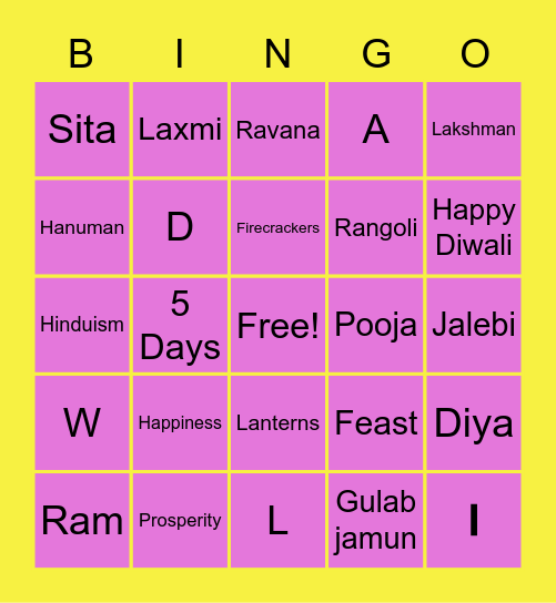 Diwali HindiUSA Bingo Card