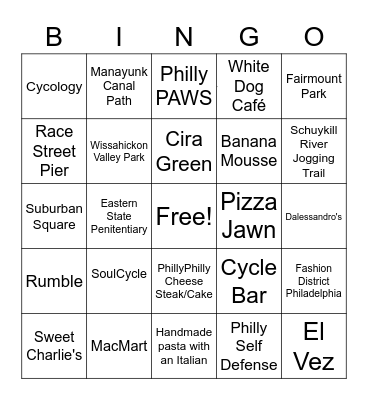 PHILLY FUN! Bingo Card