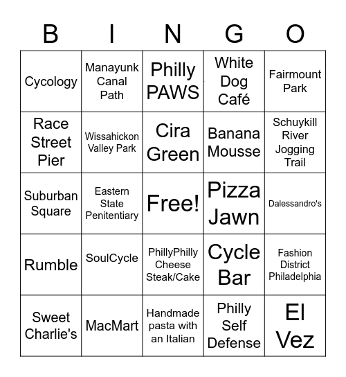 PHILLY FUN! Bingo Card