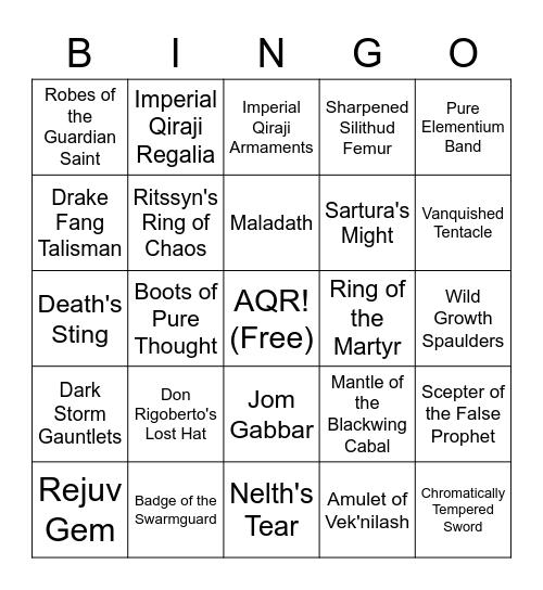 TTF LOOT BINGO Card