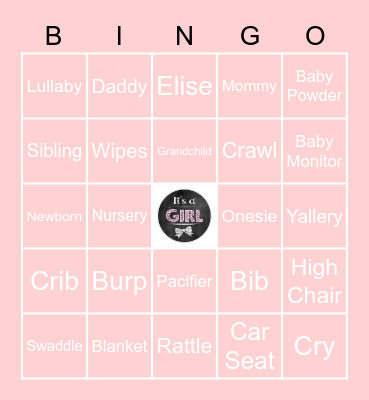 Courtney & Jason Baby Shower Bingo Card