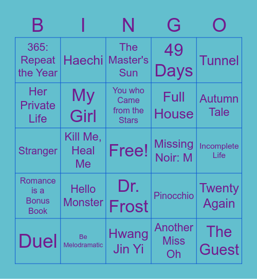 K-Drama Bingo Card