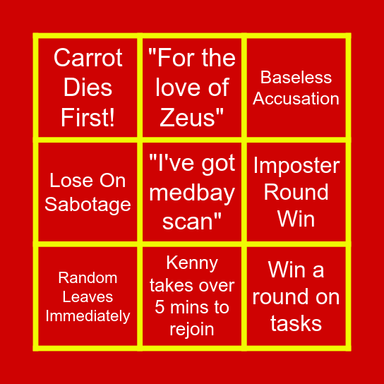 TerminusRed Stream Bingo Card