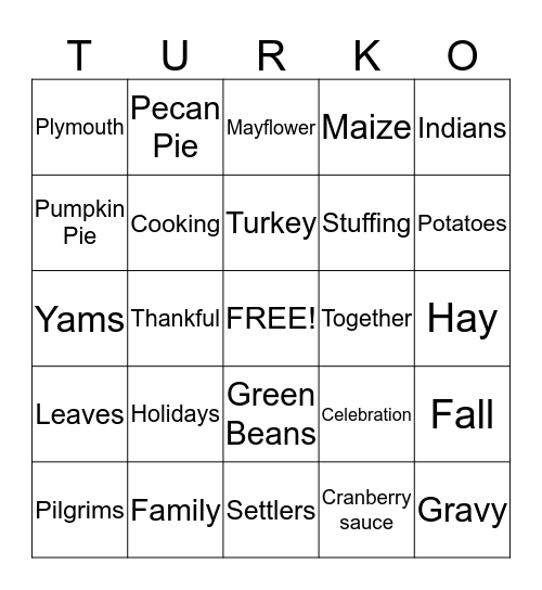 Thanksgiving Bingo Card