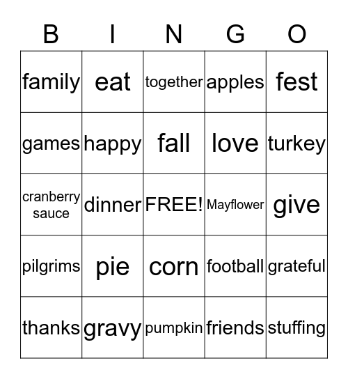 Thanksgiving Bingo Card