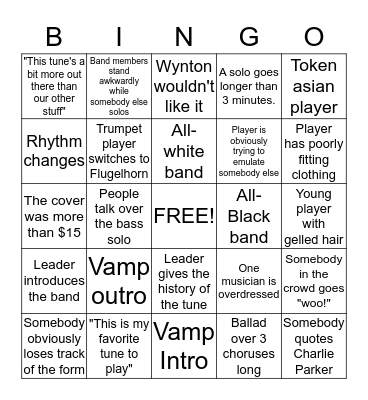 Jazz Concert Bingo! Bingo Card