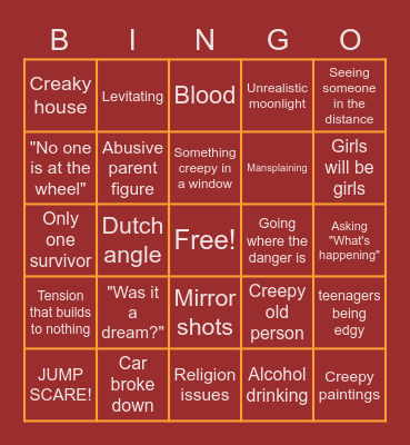 Horror movies Bingo Card