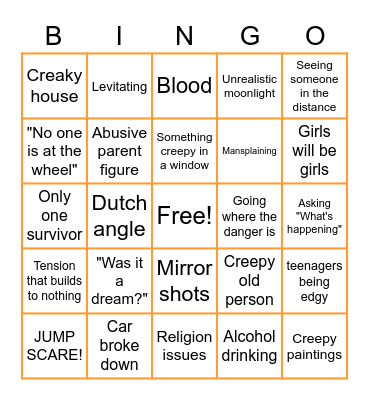 Horror movies Bingo Card