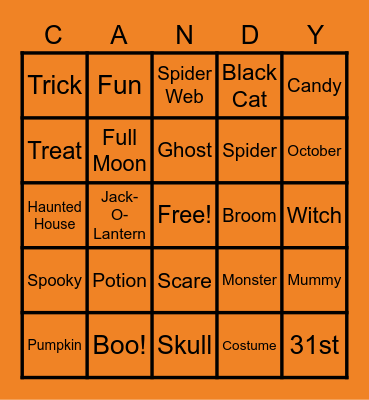 Halloween Bingo Card