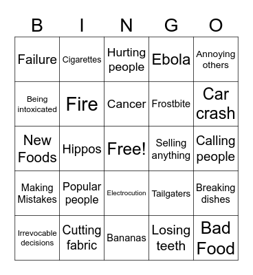 The Sum of All Fears Bingo Card